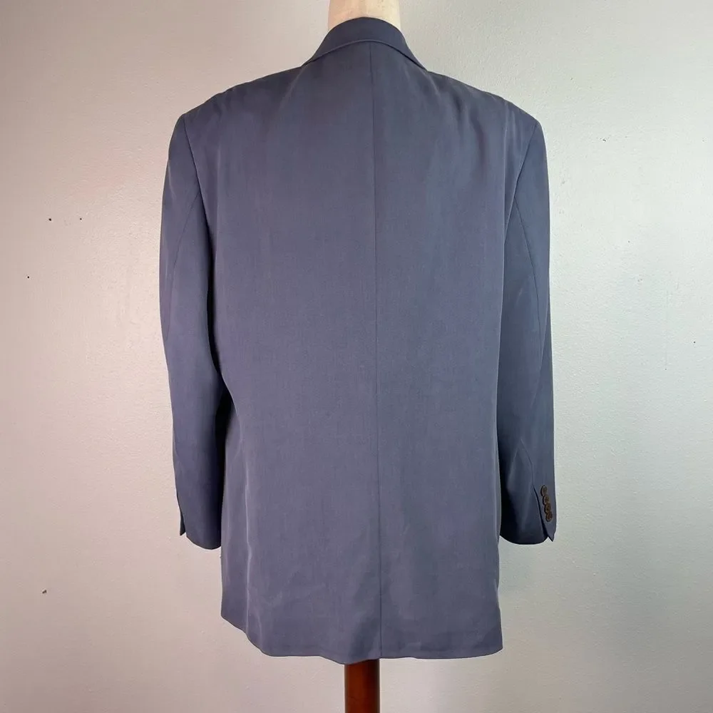 Joseph & Feiss Silk Blue Sport Coat with Notched Lapel Size 42S EUC